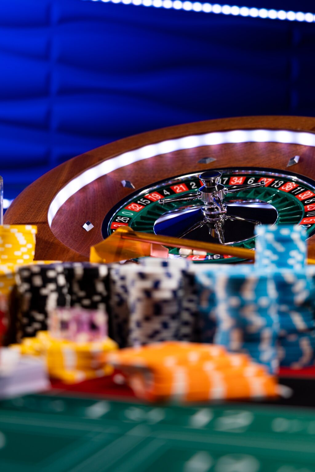 Casino set with Roulette, cards, dice and chips